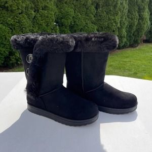 SO Abigail Faux-Fur Winter Boots Black Women's Size 8